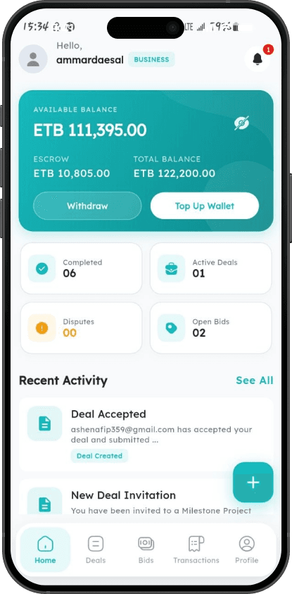 Adulis Escrow home dashboard