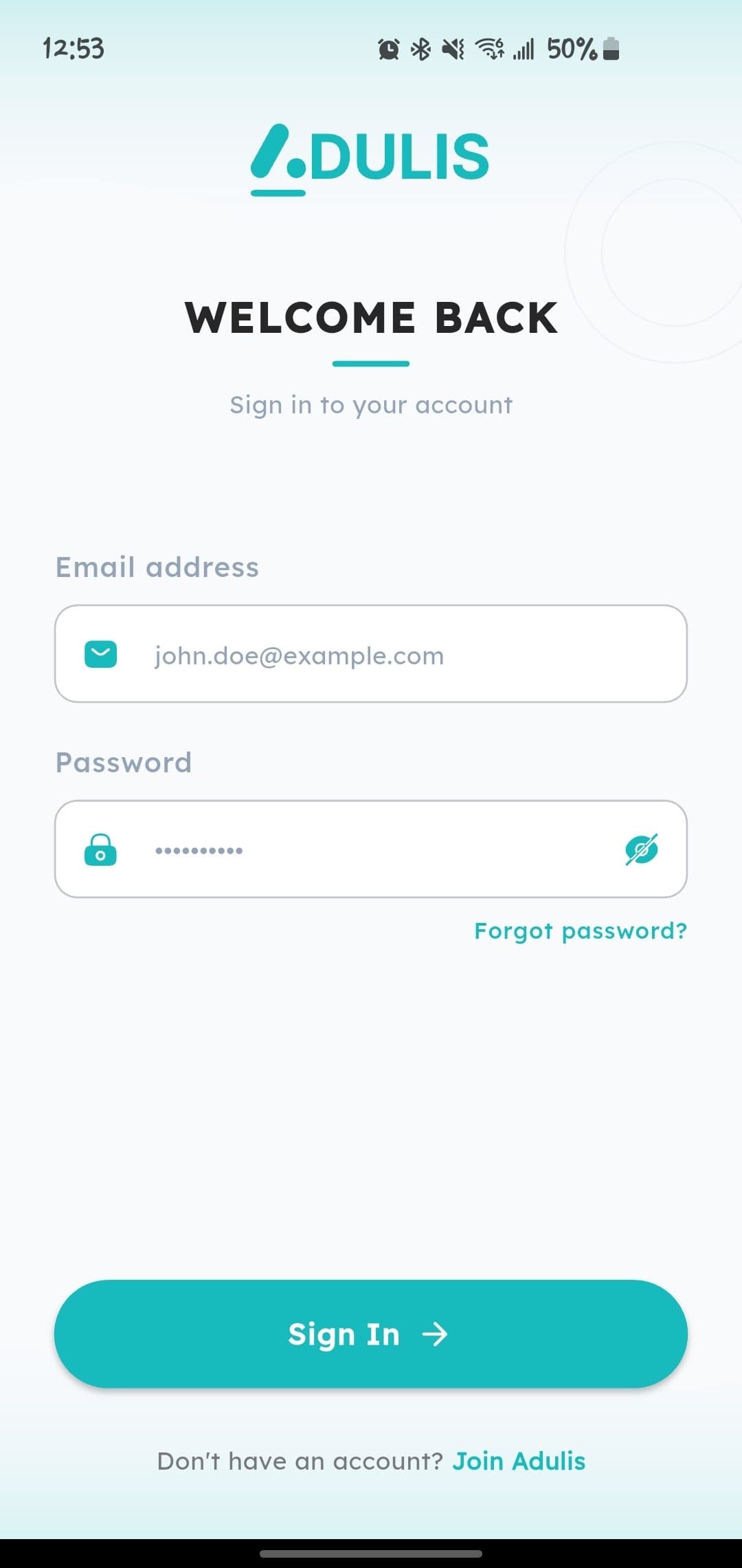 Adulis Escrow login screen
